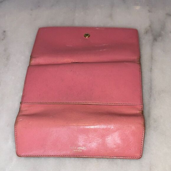 Kate Spade Wallet Leather Bifold Envelope Style Pink & Green Wallet - Picture 14 of 16